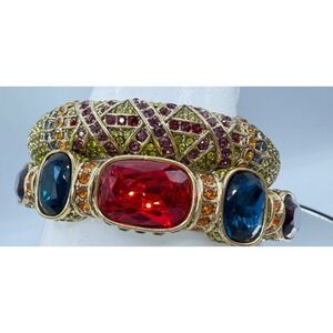 Heidi Daus Triple Play Crystal Bangle Bracelet 2 Pc Red (Siam Multi) STUNNING!
